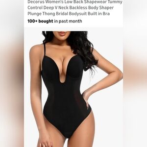 Black Deep V Plunge Bodysuit Shapewear W-29